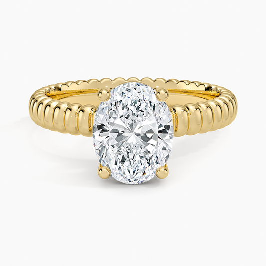 Petra Textured Solitaire Ring - Oval Center Stone