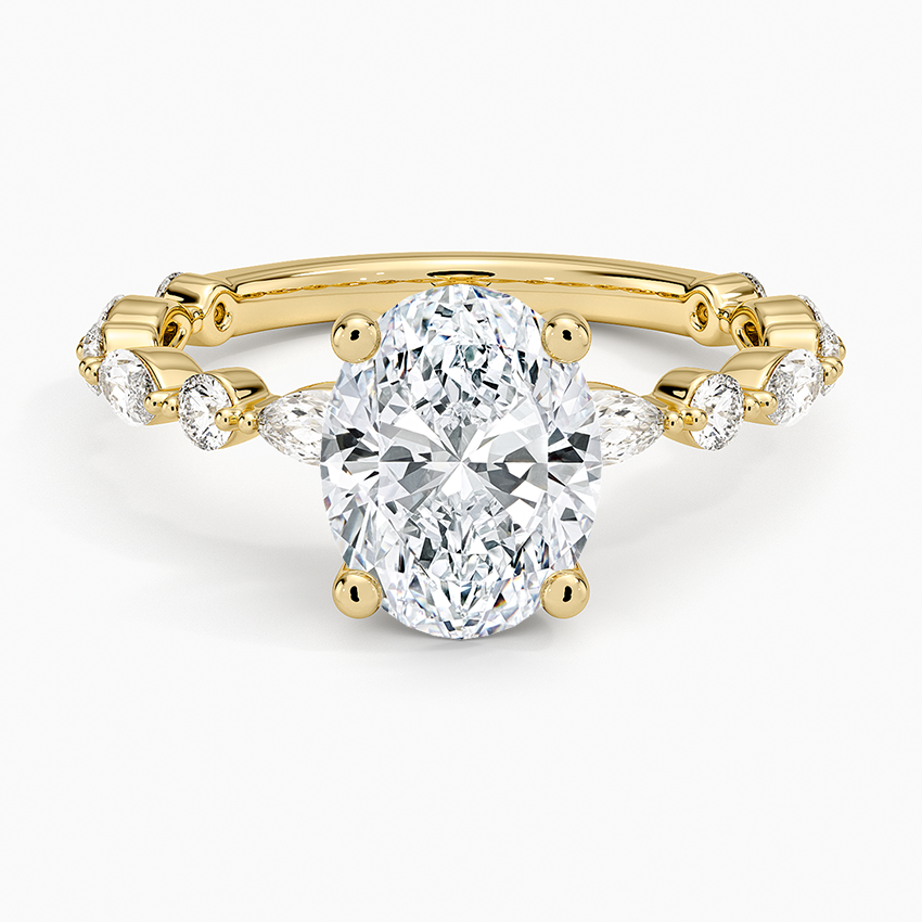Versailles Three-Quarter Coverage Diamond Ring (1/2 ct. tw.) - Oval Center Stone