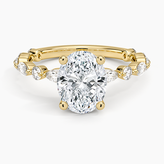 Versailles Three-Quarter Coverage Diamond Ring (1/2 ct. tw.) - Oval Center Stone