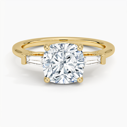 Symphony Perfect Fit Tapered Baguette Diamond Ring - Cushion Cut Center Stone