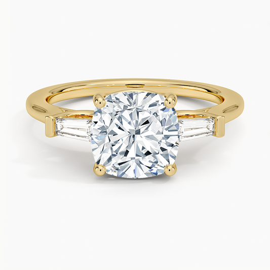 Symphony Perfect Fit Tapered Baguette Diamond Ring - Cushion Cut Center Stone
