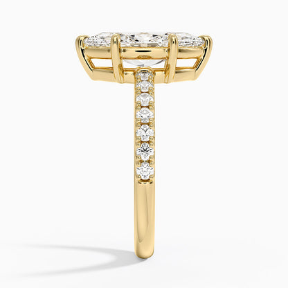 Dara Low-Profile Diamond Ring - Marquise Center Stone