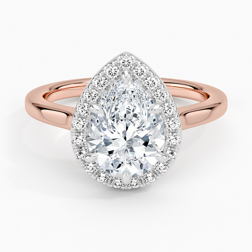 Platinum Mixed Metal Julia Halo Diamond Ring (1/5 ct. tw.) - Pear Center Stone
