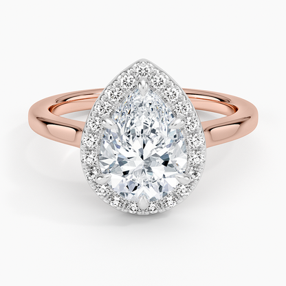 Platinum Mixed Metal Julia Halo Diamond Ring (1/5 ct. tw.) - Pear Center Stone