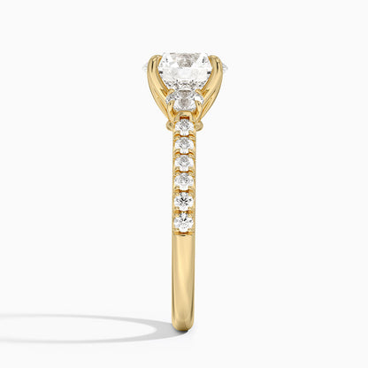 Amelie Three Stone Diamond Ring - Round Center Stone