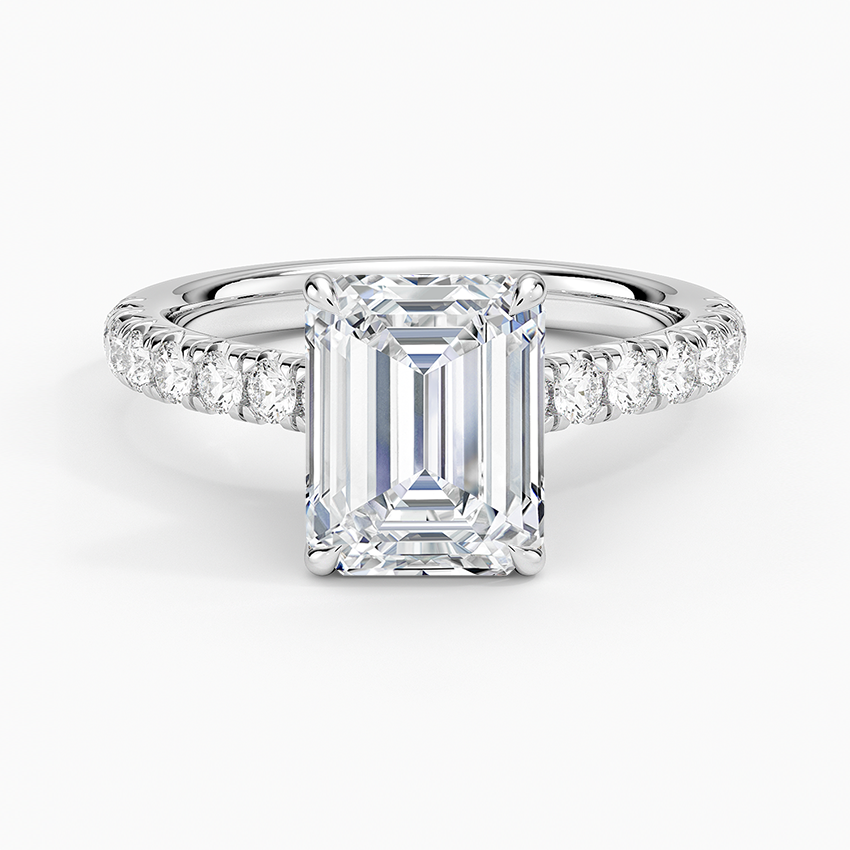 Sienna Half Coverage Diamond Ring - Emerald Cut Center Stone