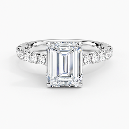 Sienna Half Coverage Diamond Ring - Emerald Cut Center Stone