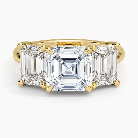 Luxe Rhiannon Three Stone Diamond Ring (1 1/10 ct. tw.) - Asscher Cut Center Stone
