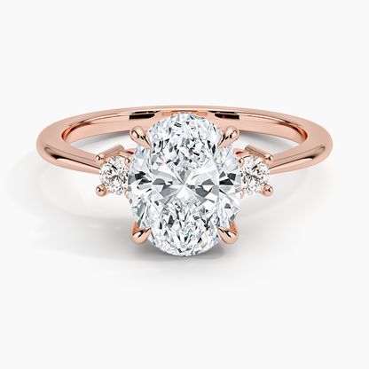 Petite Selene Three Stone Diamond Ring (1/10 ct. tw.) - Oval Center Stone