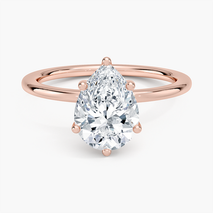 Perfect Fit 1.4mm Solitaire Ring - Pear Center Stone