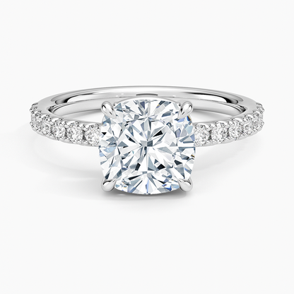 Dara Low-Profile Diamond Ring - Cushion Cut Center Stone