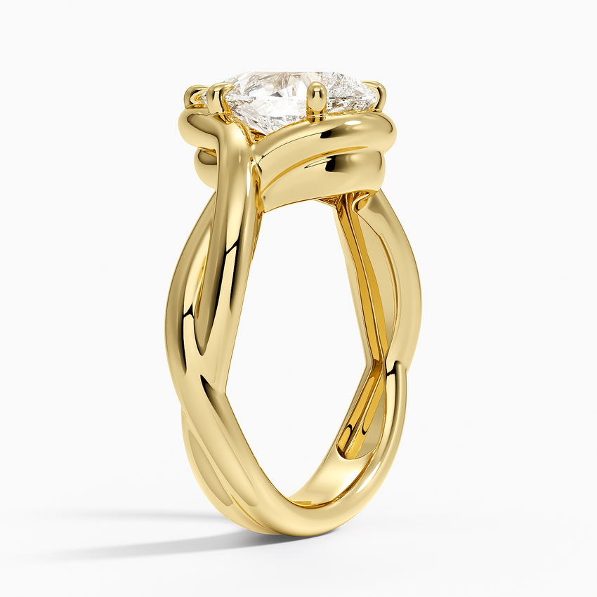Bypass Twist Bezel Solitaire Diamond Ring - Pear Cut Center Stone