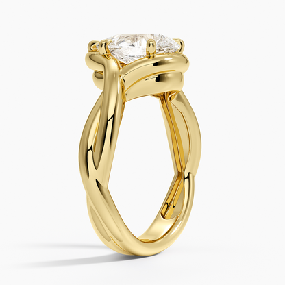 Bypass Twist Bezel Solitaire Diamond Ring - Pear Cut Center Stone