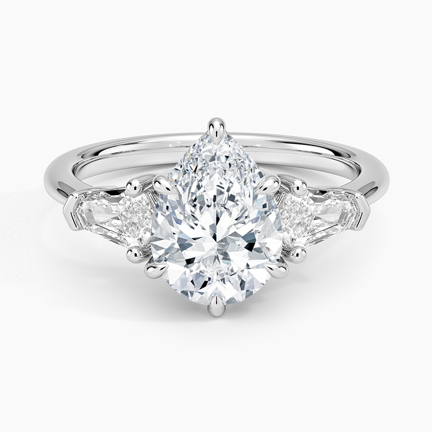 Shield Cut Three Stone Diamond Ring (1/2 ct. tw.) - Pear Center Stone