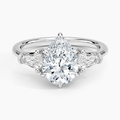 Shield Cut Three Stone Diamond Ring (1/2 ct. tw.) - Pear Center Stone