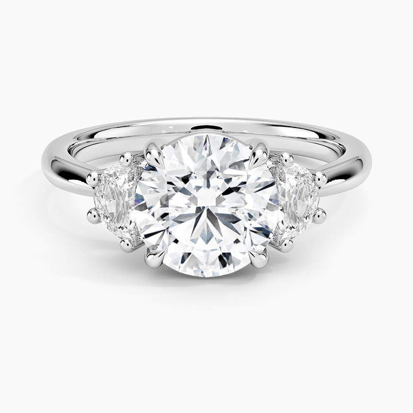 Half Moon Three Stone Diamond Ring (1/4 ct. tw.) - Round Center Stone
