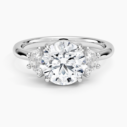 Half Moon Three Stone Diamond Ring (1/4 ct. tw.) - Round Center Stone