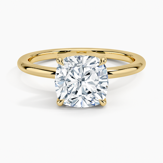 Fairmined 1.5mm Comfort Fit Ring - Cushion Cut Center Stone