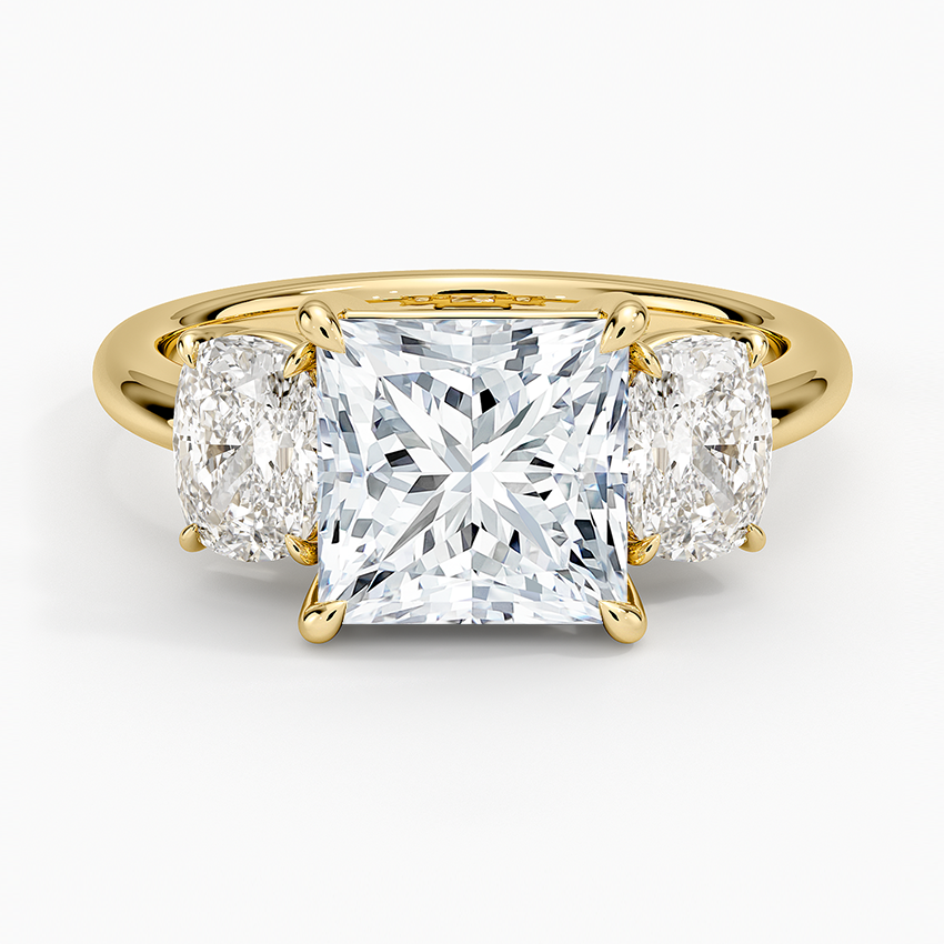 Luxe Faye Elongated Cushion Three Stone Diamond Ring (1 ct. tw.) - Princess Cut Center Stone