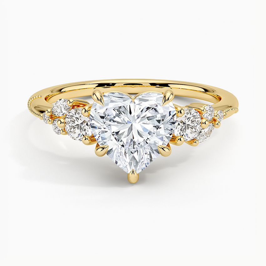 Camellia Three Stone Diamond Ring (1/3 ct. tw.) - Heart Cut Center Stone