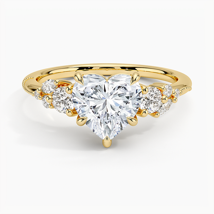 Camellia Three Stone Diamond Ring (1/3 ct. tw.) - Heart Cut Center Stone