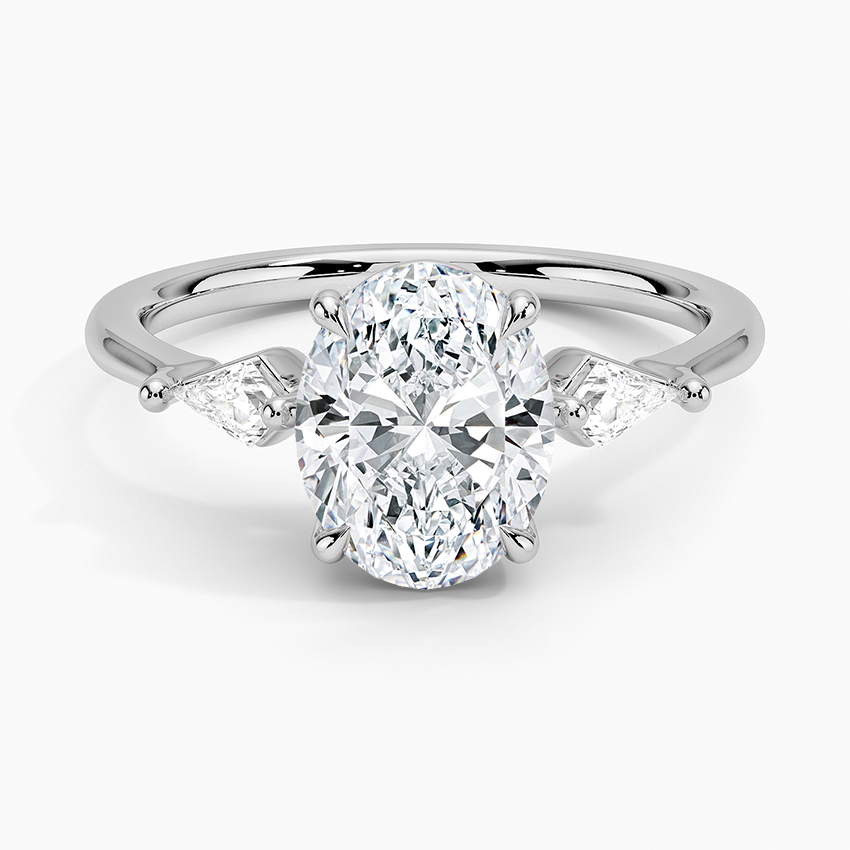 Cometa Three Stone Diamond Ring - Oval Center Stone