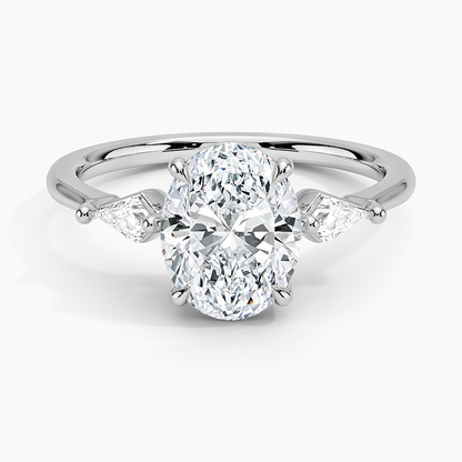 Cometa Three Stone Diamond Ring - Oval Center Stone