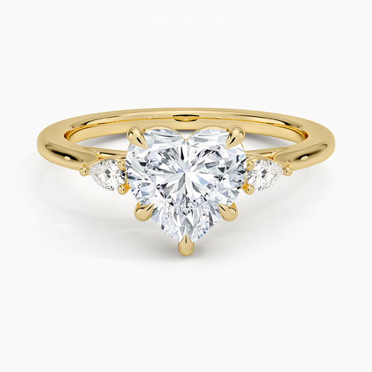Aria Perfect Fit Three Stone Diamond Ring - Heart Center Stone