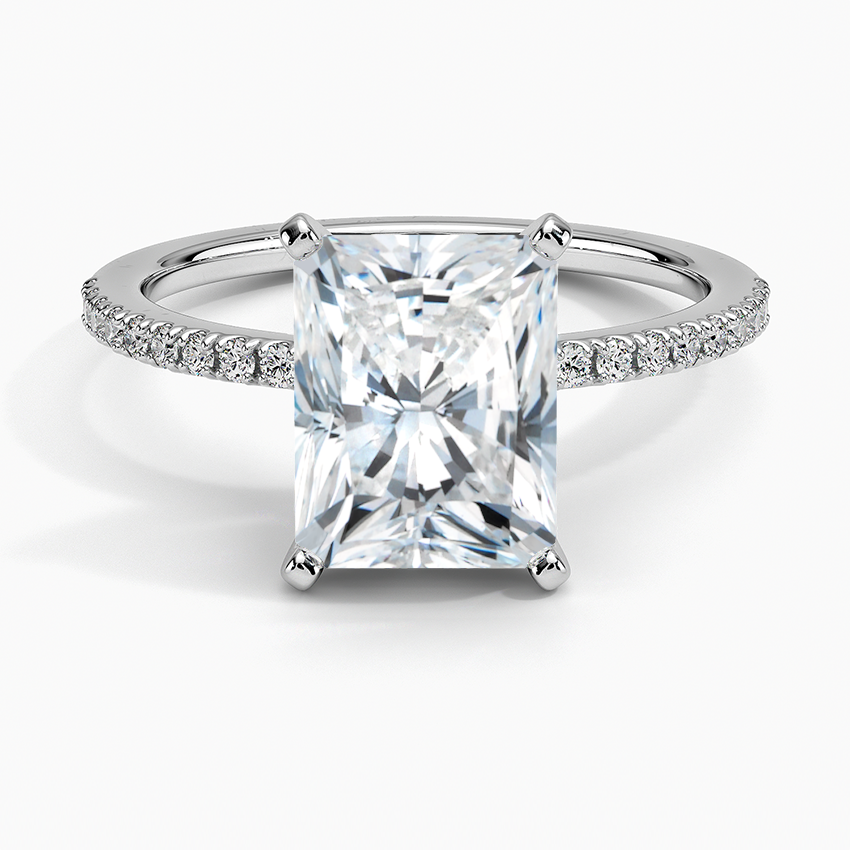 Ballad Half Coverage Diamond Ring (1/8 ct. tw.) - Radiant Cut Center Stone
