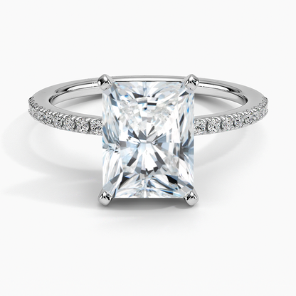 Ballad Half Coverage Diamond Ring (1/8 ct. tw.) - Radiant Cut Center Stone