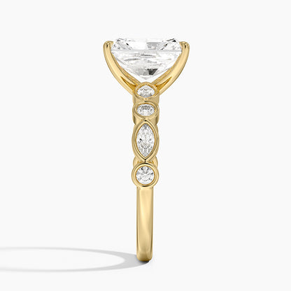 Versailles Bezel Diamond Ring - Radiant Cut Center Stone