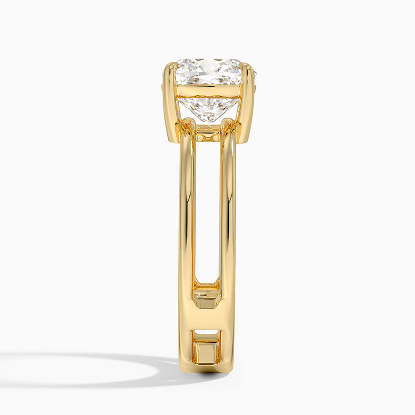 Aimee Open Double Band Solitaire Ring - Cushion Cut Center Stone