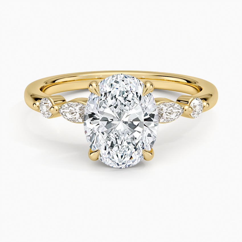 Versailles One-Quarter Coverage Diamond Ring - Oval Center Stone