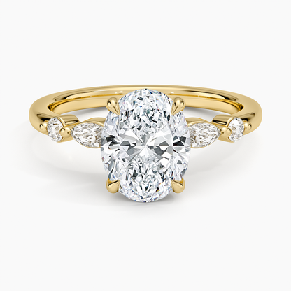 Versailles One-Quarter Coverage Diamond Ring - Oval Center Stone