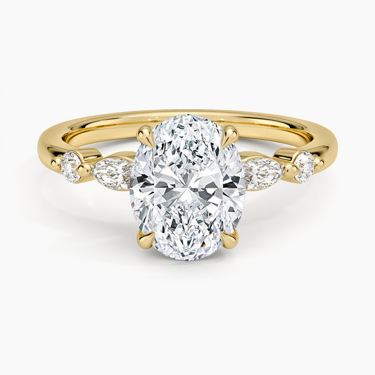 Versailles One-Quarter Coverage Diamond Ring - Oval Center Stone