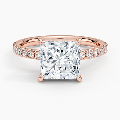 Dara Low-Profile Diamond Ring - Princess Cut Center Stone