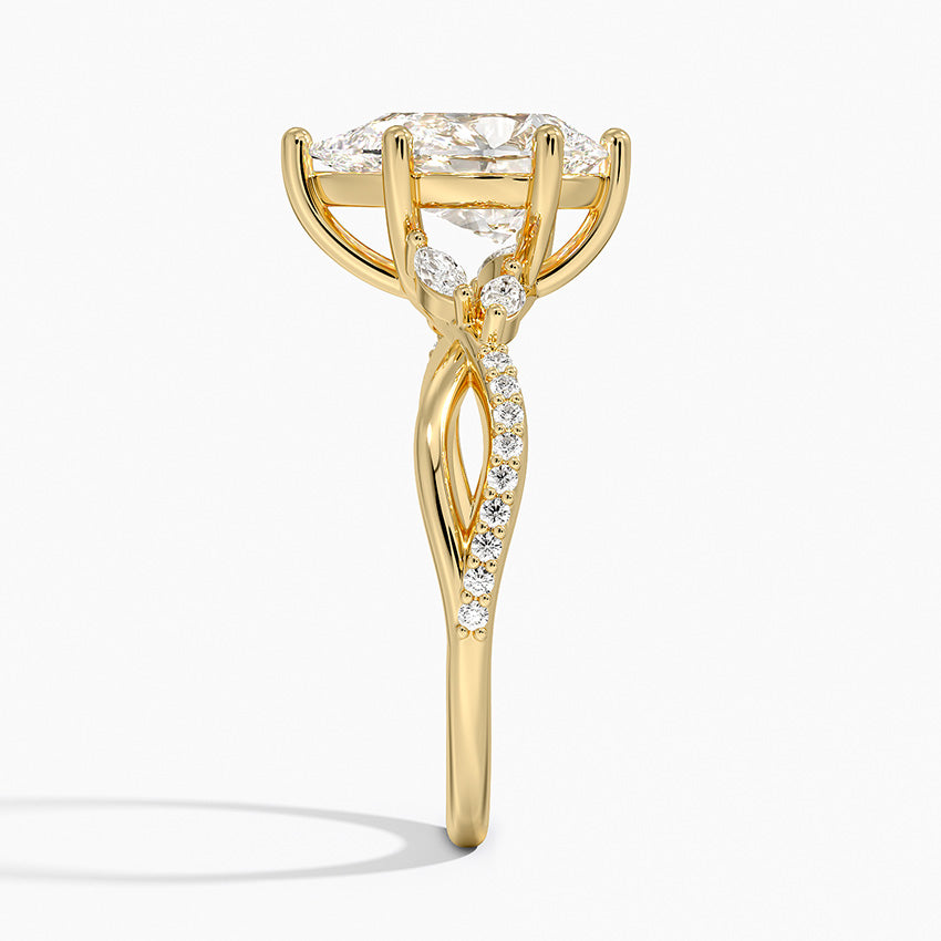 Petite Twisted Willow Diamond Ring - Pear Center Stone
