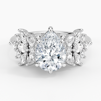 Grand Nadia Diamond Ring - Pear Center Stone
