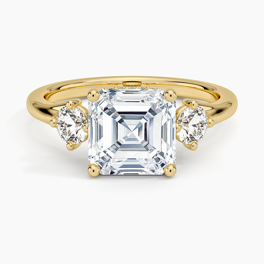 Luxe Floating Three Stone Diamond Ring (1/3 ct. tw.) - Asscher Cut Center Stone