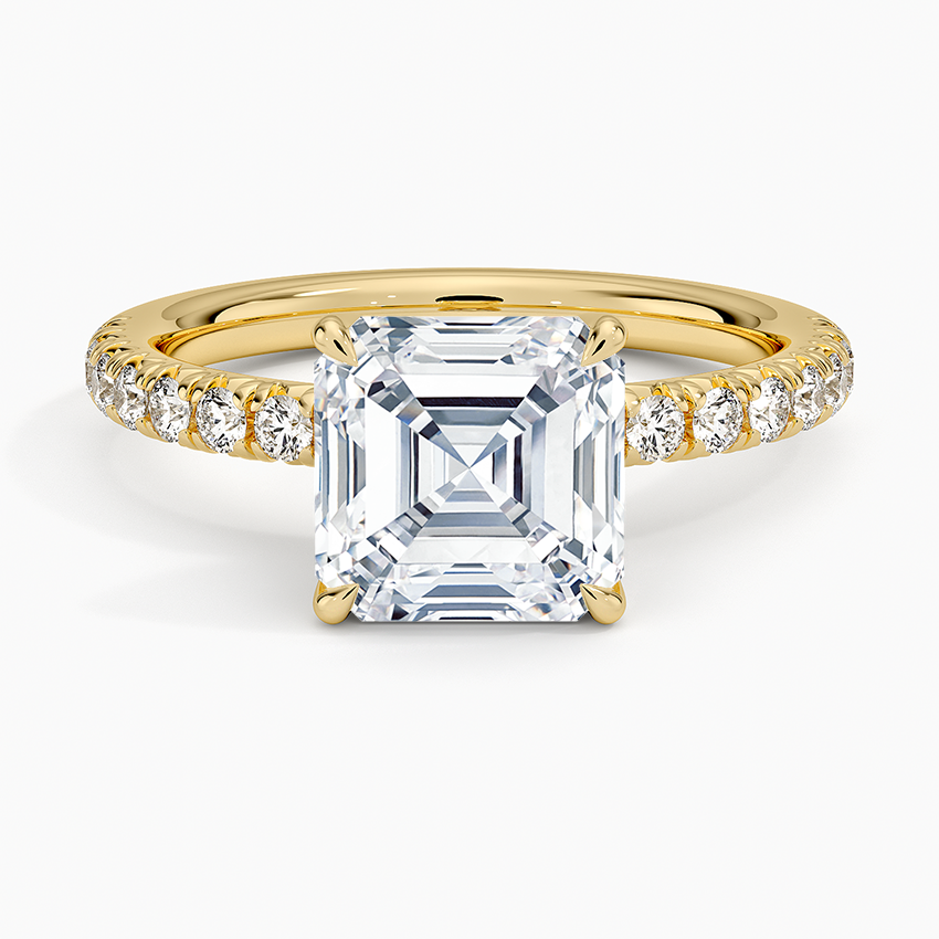 Amelie Half Coverage Diamond Ring - Asscher Cut Center Stone