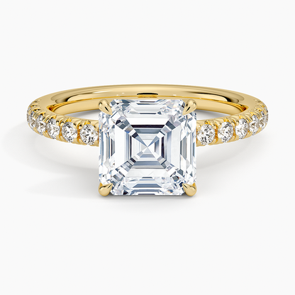 Amelie Half Coverage Diamond Ring - Asscher Cut Center Stone