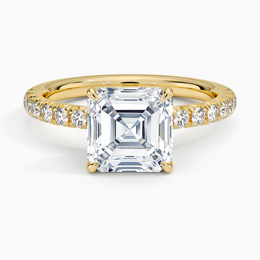 Amelie Half Coverage Diamond Ring - Asscher Cut Center Stone