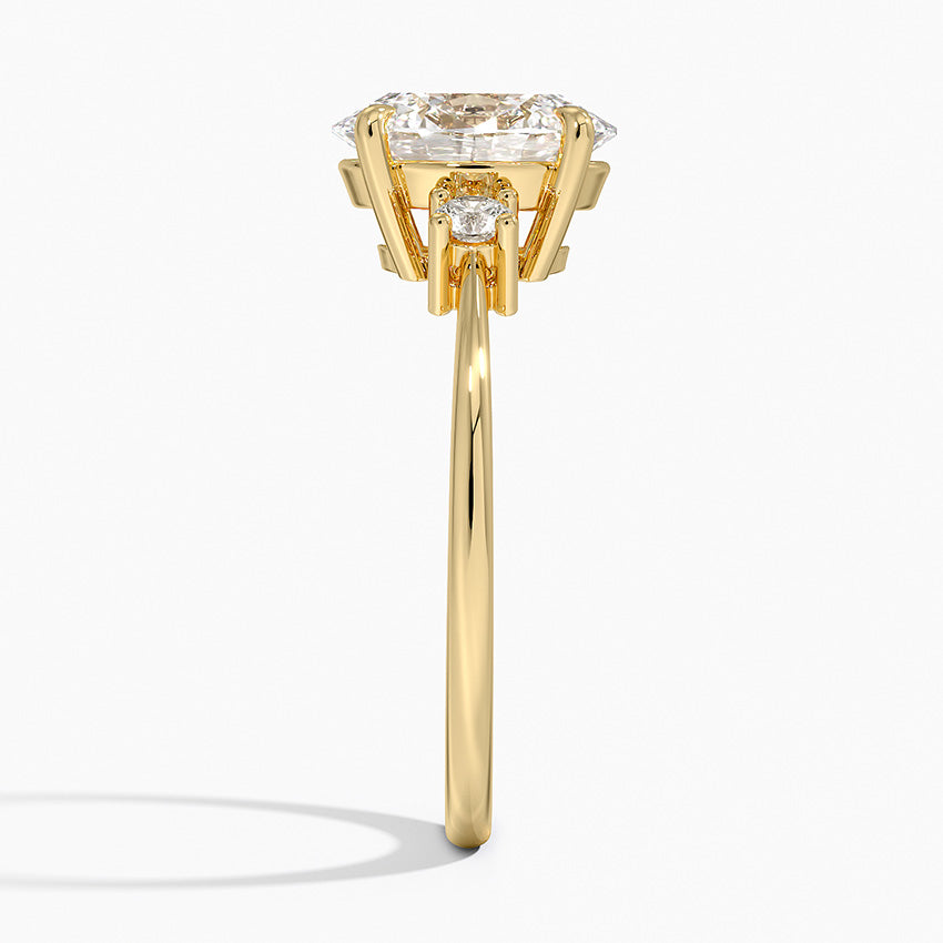 Petite Selene Three Stone Diamond Ring (1/10 ct. tw.) - Oval Center Stone
