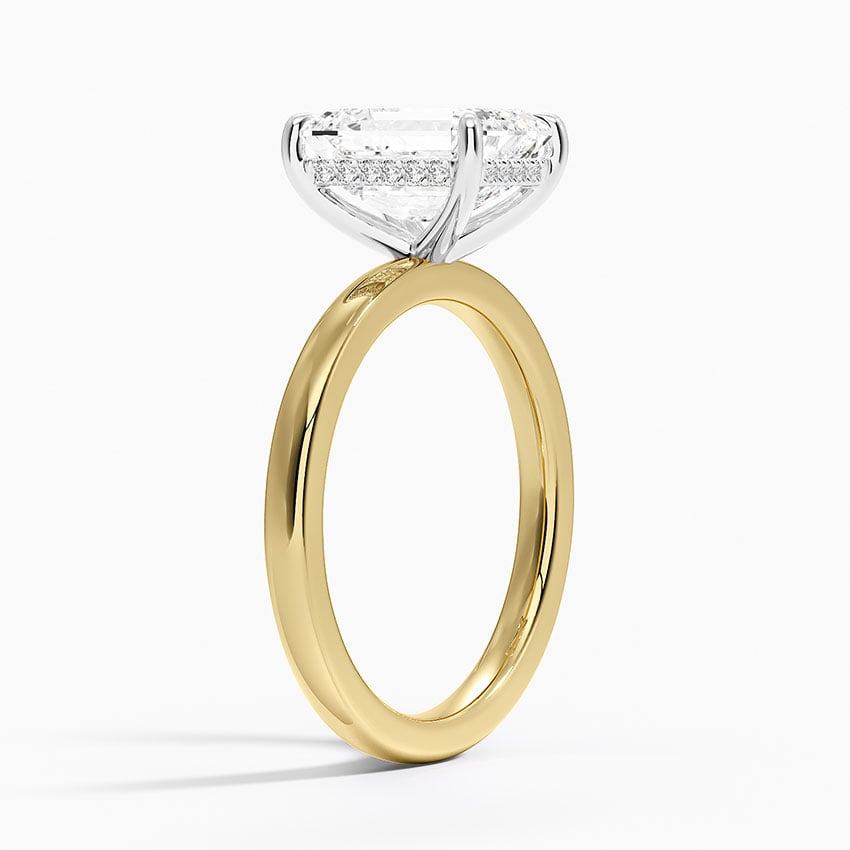 Platinum Mixed Metal Audrey 2mm Diamond Ring - Emerald Cut Center Stone