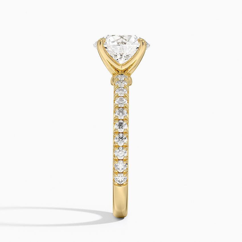 Amelie Three-Quarter Coverage Diamond Ring - Round Center Stone