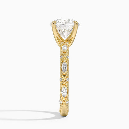 Celestia Milgrain Diamond Ring (1/4 ct. tw.) - Round Center Stone