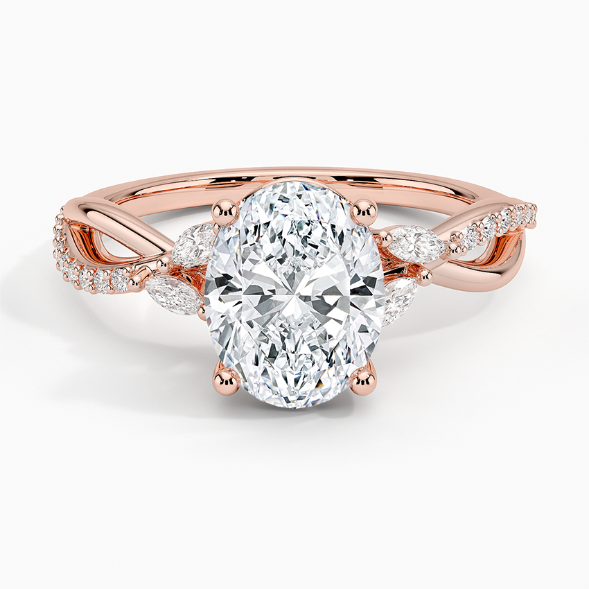 Petite Twisted Willow Diamond Ring - Oval Center Stone