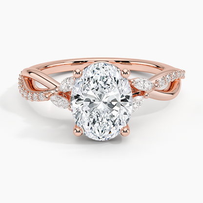 Petite Twisted Willow Diamond Ring - Oval Center Stone