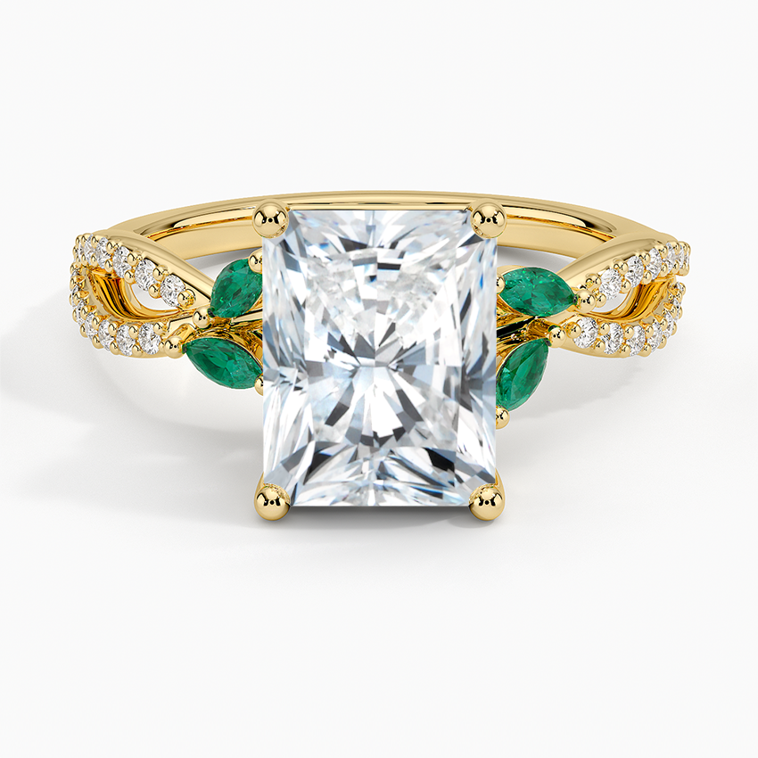 Luxe Willow Lab Emerald and Diamond Ring (1/8 ct. tw.) - Radiant Cut Center Stone