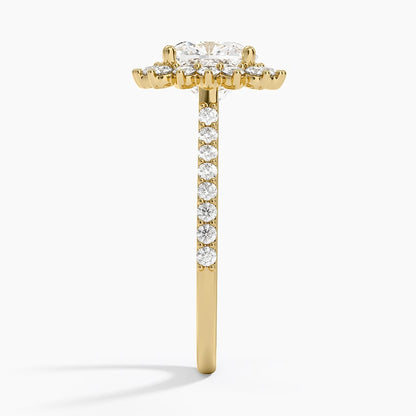 Luxe Sunburst Halo Diamond Ring (1/2 ct. tw.) - Cushion Cut Center Stone